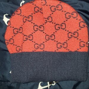 Gucci Red and Navy Knit Hat